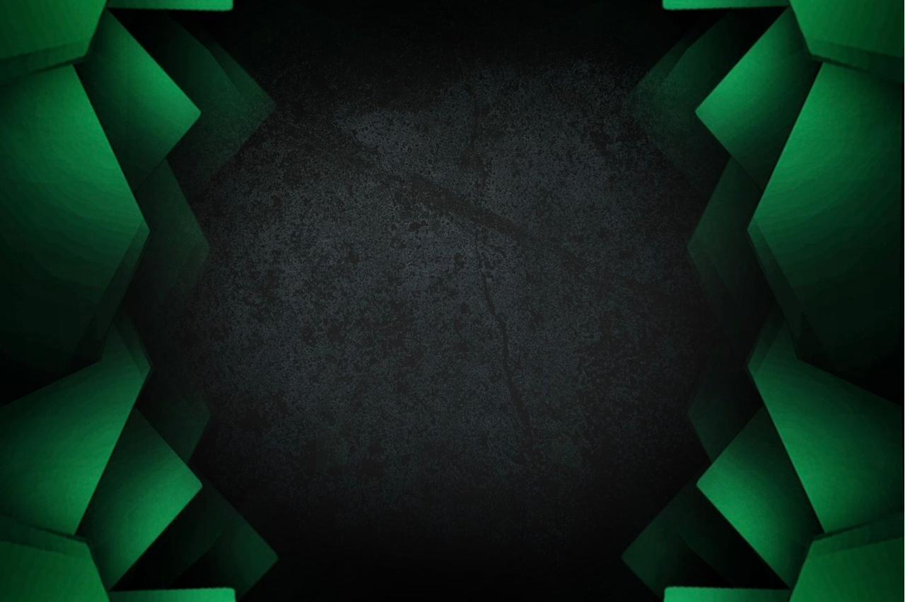 Fondo oscuro con formas geométricas verdes angulares en esquinas, textura corporativa profesional